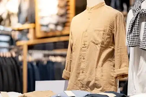 Clothing laid out at a clothing store