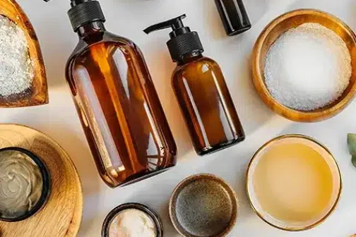 A range of beauty products from oils, powders and creams